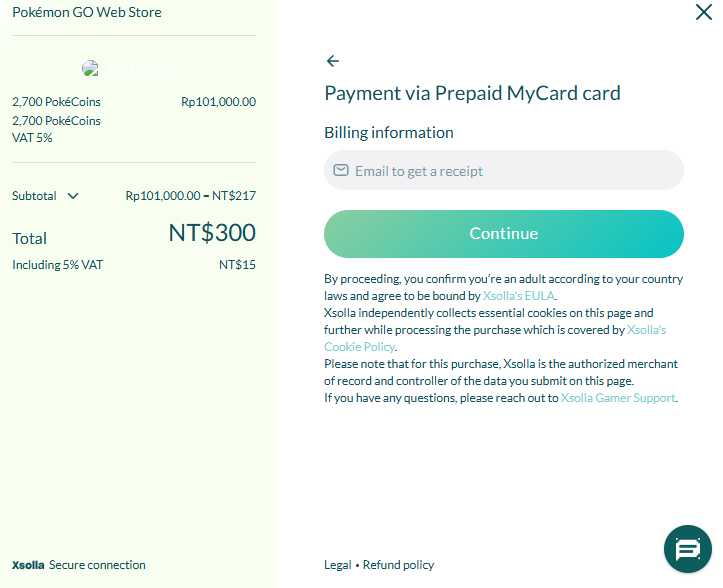 MYCARD 300 can use in web store buy 2700coin/可儲POKEMON GO2700金幣