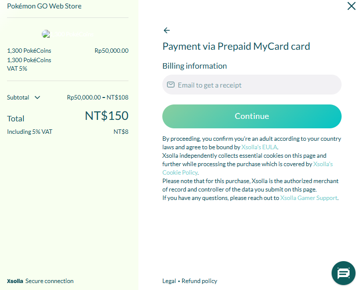 MYCARD 150 can use in web store buy 1300coin/可儲POKEMON GO1300金幣